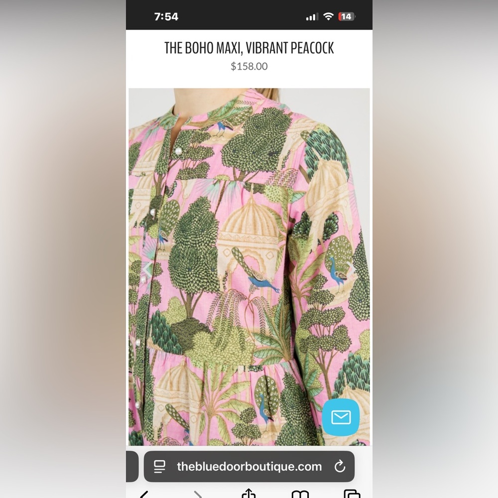 Boho Maxi Dress - vibrant peacock pattern - Picture 10 of 16
